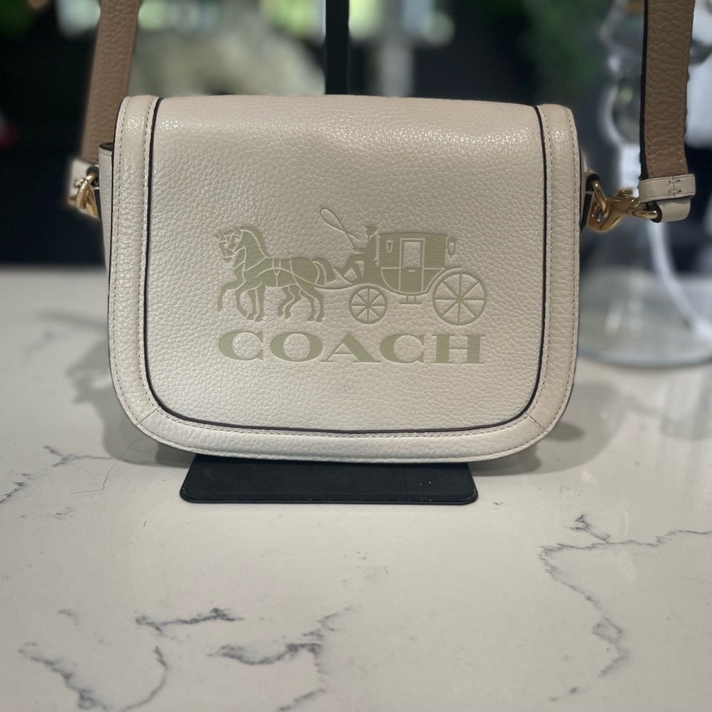 Coach White and Tan Crossbody Bag